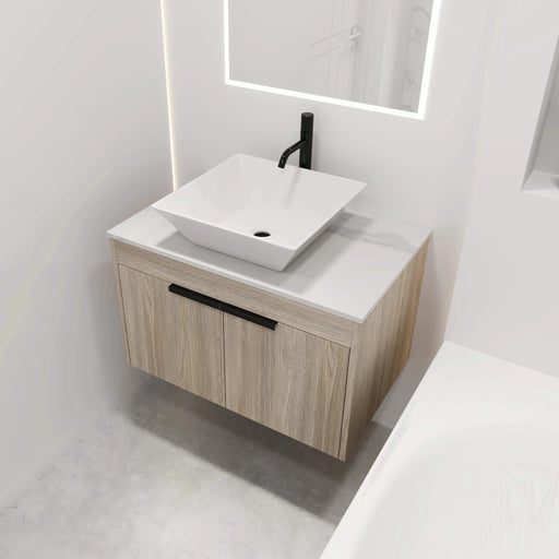 30 ' Modern Design Float Bathroom Vanity With Ceramic Basin Set, Wall Mounted White Vanity With Soft Close Door,KD-Packing,KD-Packing,2 Pieces Parcel(TOP-BAB101MOWH) Default -DTYStore