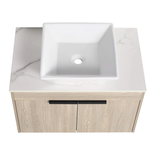 30 ' Modern Design Float Bathroom Vanity With Ceramic Basin Set, Wall Mounted White Vanity With Soft Close Door,KD-Packing,KD-Packing,2 Pieces Parcel(TOP-BAB101MOWH) Default -DTYStore