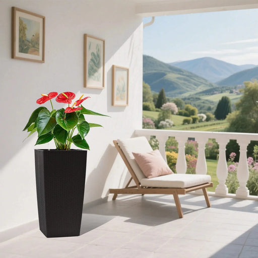 30 in Tall Large Flower Pots Planter with Self-Watering Drainage Holes&Inner Trays Indoor Outdoor Plant Pot with Drain Holes, Water Level Monitor,Inner Bucket for Garden, Patio, Porch, Backyard, Black Default -DTYStore