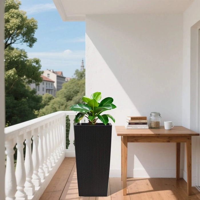 30 in Tall Large Flower Pots Planter with Self-Watering Drainage Holes&Inner Trays Indoor Outdoor Plant Pot with Drain Holes, Water Level Monitor,Inner Bucket for Garden, Patio, Porch, Backyard, Black Default -DTYStore