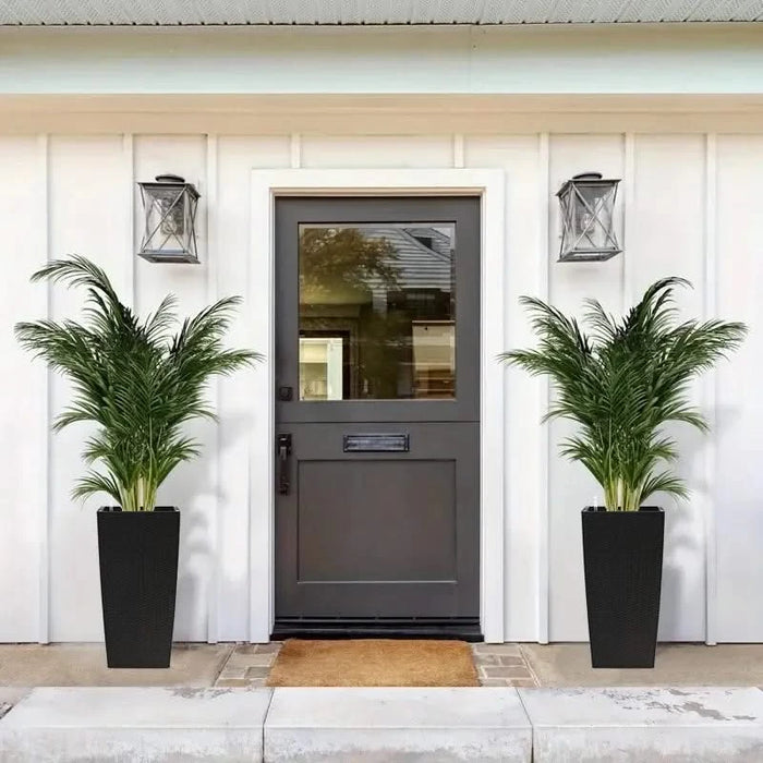 30 in Tall Large Flower Pots Planter with Self-Watering Drainage Holes&Inner Trays Indoor Outdoor Plant Pot with Drain Holes, Water Level Monitor,Inner Bucket for Garden, Patio, Porch, Backyard, Black Default -DTYStore