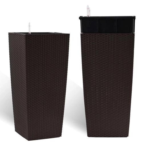 30 in Tall Large Flower Pots Planter with Self-Watering Drainage Holes&Inner Trays Indoor Outdoor Plant Pot with Drain Holes, Water Level Monitor, Inner Bucket for Garden, Patio, Porch, Backyard,Brown Default -DTYStore