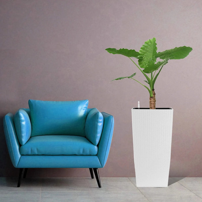 30 in Tall Large Flower Pots Planter with Self-Watering Drainage Holes&Inner Trays Indoor Outdoor Plant Pot with Drain Holes, Water Level Monitor, Inner Bucket for Garden, Patio, Porch, Backyard,White Default -DTYStore