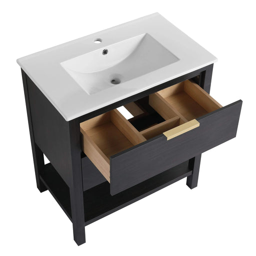 30 inch Bathroom Vanity With Sink and 2 Soft Close Drawers, Golden Handle-BVB01030BCTG-BL9075B Default -DTYStore