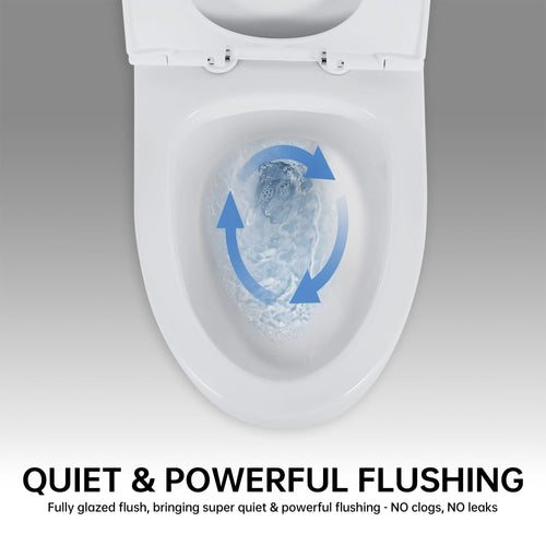 1.1/1.6 GPF Elongated Comfort Height Floor Mounted One-Piece Toilet ,  CUPC Certified, WaterSense Cetified, Ceramic, White Color, Soft Close Seat - Image 14