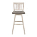 Pub Height Chairs Set of 2, Distressed Gray and White 360-degree Swivel Chair Solid Rubberwood Furniture, Vertical Slat Back Bar Chairs - DTYStore