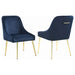 Dark Ink Blue and Gold Wingback Dining Chair (Set of 2) - DTYStore
