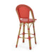 29.5' Outdoor PE Rattan and Aluminum French Barstools, Set of 2, Red and Bamboo Finish - DTYStore