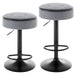 Round Storage Bar Stool Set of 2, Grey Linen Height Adjustable Barstool, 360°Counter Height Swivel Stool, Armless Bar Chair with Metal Frame for Kitchen Counter Dining Living Room - DTYStore