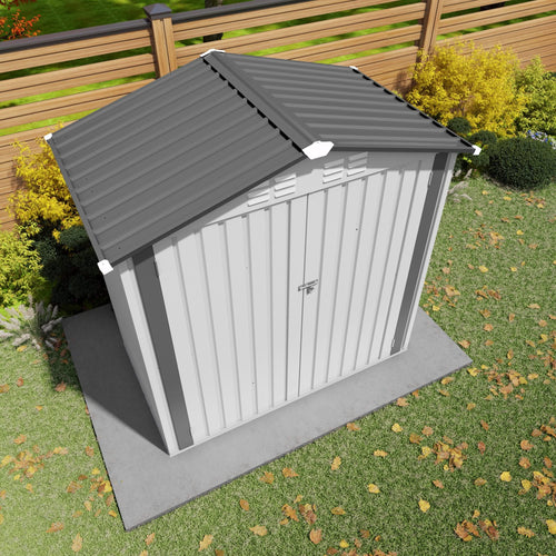 6X3.5FT Garden Tool Shed Metal Storage Shed with Peaked Roof Waterproof Lockable Door White - Image 7