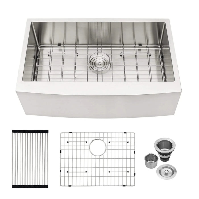 30'x21'x10'Farmhouse Apron Single Bowl Stainless Steel Kitchen Sink Default -DTYStore