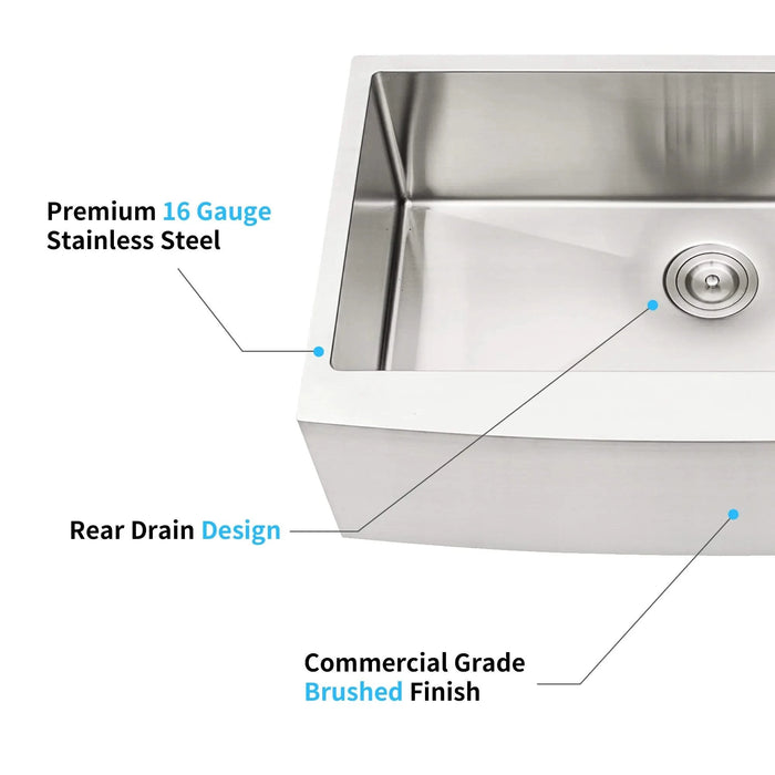 30'x21'x10'Farmhouse Apron Single Bowl Stainless Steel Kitchen Sink Default -DTYStore
