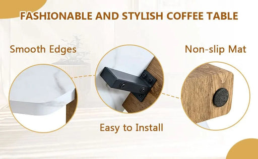 31-inch modern-style hexagonal coffee table,with white marble surface W1151138529 Default -DTYStore