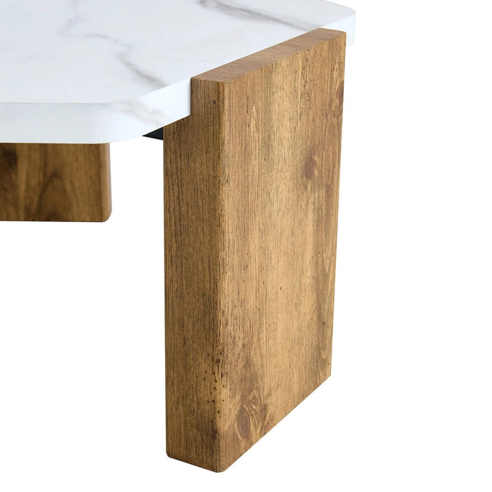 31-inch modern-style hexagonal coffee table,with white marble surface W1151138529 Default -DTYStore