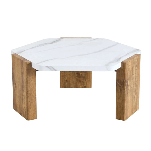 31-inch modern-style hexagonal coffee table,with white marble surface W1151138529 Default -DTYStore