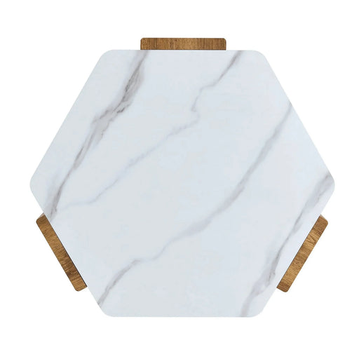 31-inch modern-style hexagonal coffee table,with white marble surface W1151138529 Default -DTYStore