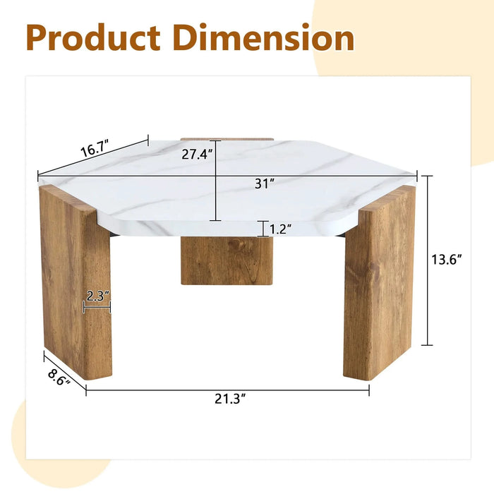 31-inch modern-style hexagonal coffee table,with white marble surface W1151138529 Default -DTYStore