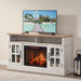 58" Fireplace TV Stand, Entertainment Center with 23" Electric Fireplace, TV Table for TVs up to 70 Inch, Media Console Cabinet with Storage and Glass Doors for Living Room - DTYStore