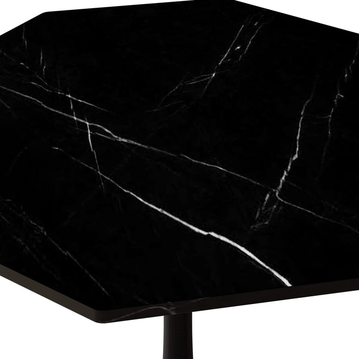 31.50'Modern Octagonal Coffee Table with Printed Black Marble Table Top,Metal Base, for Dining Room, Kitchen, Living Room Default -DTYStore