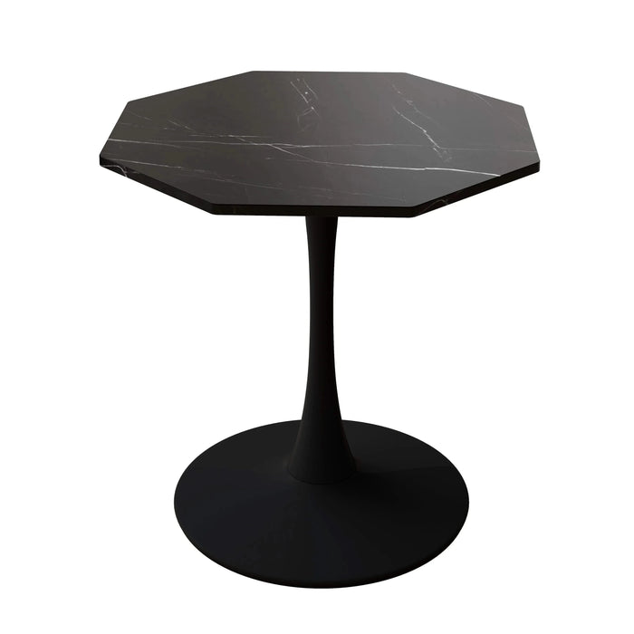31.50'Modern Octagonal Coffee Table with Printed Black Marble Table Top,Metal Base, for Dining Room, Kitchen, Living Room Default -DTYStore