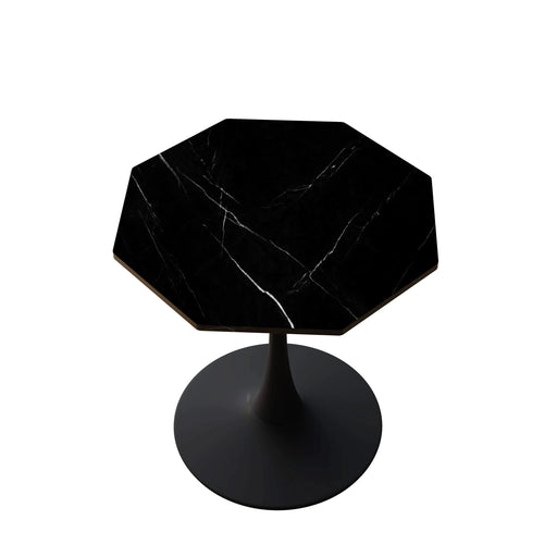 31.50'Modern Octagonal Coffee Table with Printed Black Marble Table Top,Metal Base, for Dining Room, Kitchen, Living Room Default -DTYStore