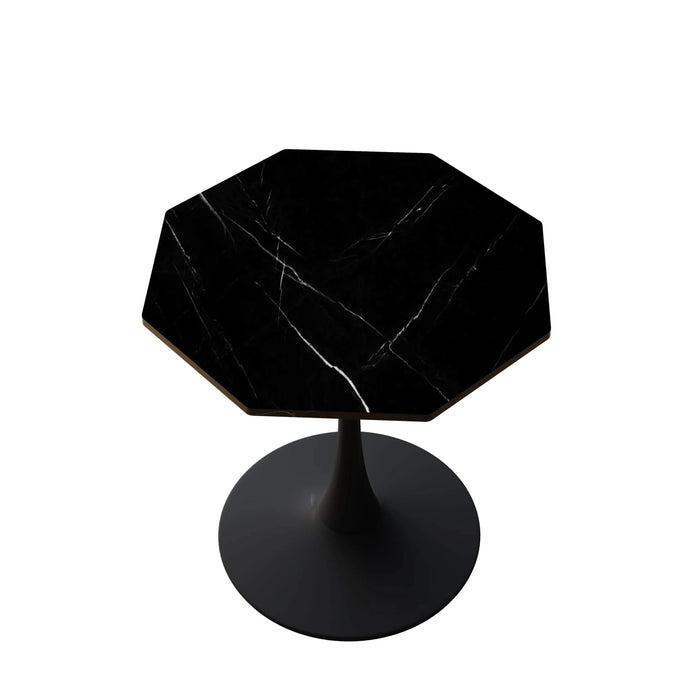 31.50'Modern Octagonal Coffee Table with Printed Black Marble Table Top,Metal Base, for Dining Room, Kitchen, Living Room Default -DTYStore