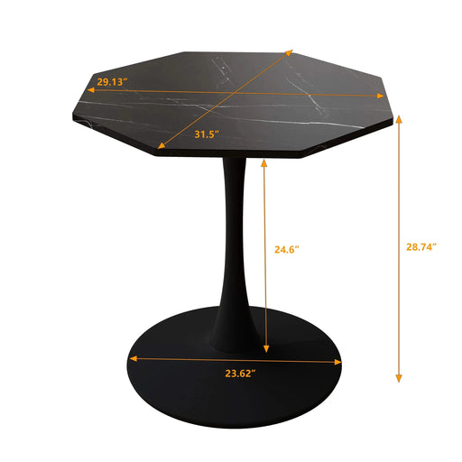 31.50'Modern Octagonal Coffee Table with Printed Black Marble Table Top,Metal Base, for Dining Room, Kitchen, Living Room Default -DTYStore