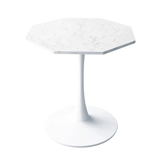 31.50'Modern Octagonal Coffee Table with Printed White Marble Table Top,Metal Base, for Dining Room, Kitchen, Living Room Default -DTYStore