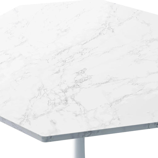 31.50'Modern Octagonal Coffee Table with Printed White Marble Table Top,Metal Base, for Dining Room, Kitchen, Living Room Default -DTYStore