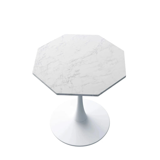 31.50'Modern Octagonal Coffee Table with Printed White Marble Table Top,Metal Base, for Dining Room, Kitchen, Living Room Default -DTYStore