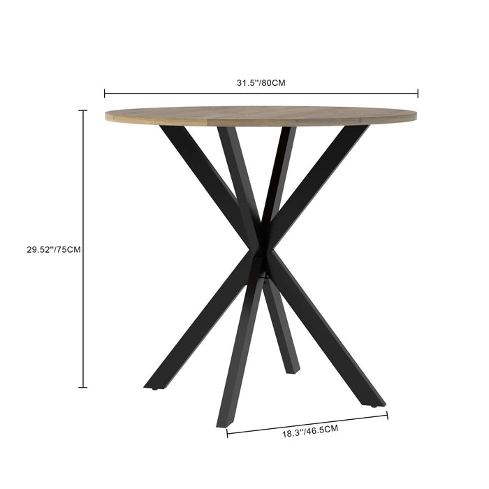 31.5 Inch Round Dining Table, Small Circle Kitchen Table with Metal Black Legs for 2-4 people,Modern Dining Room Table, Brown (only table) Default -DTYStore