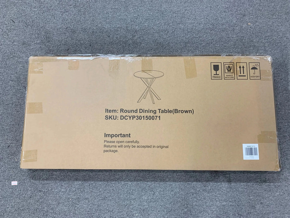 31.5 Inch Round Dining Table, Small Circle Kitchen Table with Metal Black Legs for 2-4 people,Modern Dining Room Table, Brown (only table) Default -DTYStore