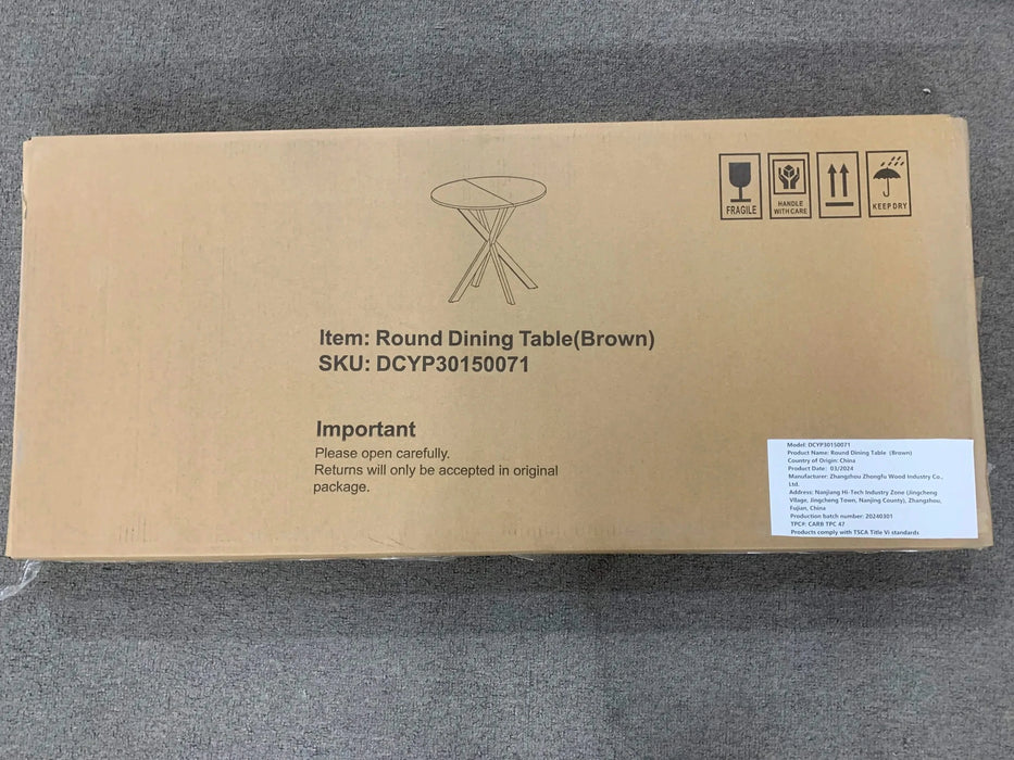 31.5 Inch Round Dining Table, Small Circle Kitchen Table with Metal Black Legs for 2-4 people,Modern Dining Room Table, Brown (only table) Default -DTYStore