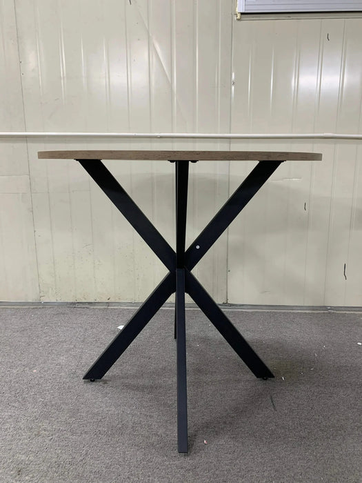 31.5 Inch Round Dining Table, Small Circle Kitchen Table with Metal Black Legs for 2-4 people,Modern Dining Room Table, Brown (only table) Default -DTYStore