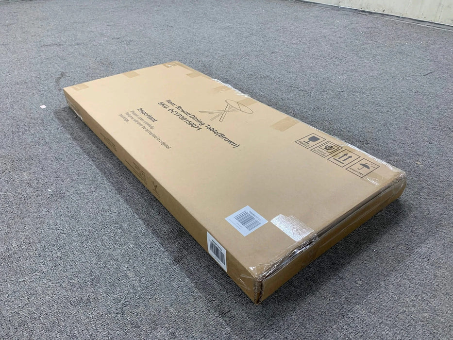 31.5 Inch Round Dining Table, Small Circle Kitchen Table with Metal Black Legs for 2-4 people,Modern Dining Room Table, Brown (only table) Default -DTYStore