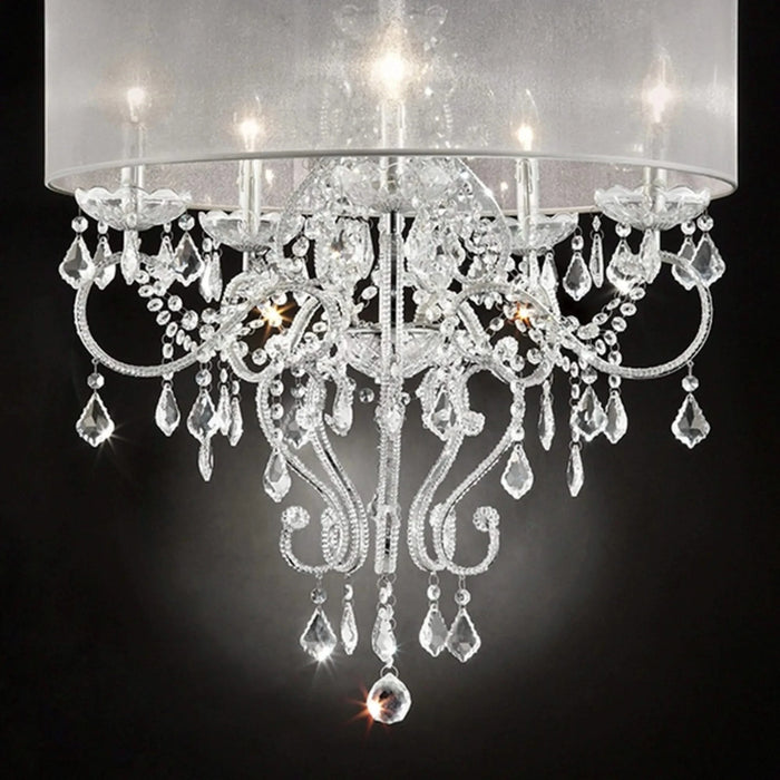 31.5' Tall Ceiling Lamp 'Evangelia', Silver and Crystal Accents, Clear Shade Default -DTYStore