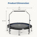 40' Foldable Mini Trampoline for Adults, Trampoline for Adults with Adjustable Bar - DTYStore