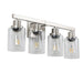 Modern 4-Light Bathroom Vanity Light Fixture - Brushed Nickel Finish with Clear Glass Shades, Perfect for Bathroom, Vanity, and Dressing Area Lighting (No Bulbs) - DTYStore