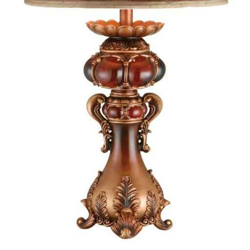 31' Tall Polyresin Table Lamp with Red and Brown finish, Linen Shade Default -DTYStore