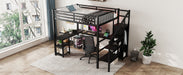 Metal Full Loft Bed with Wardrobe and LED Light, Full Size Loft Bed with L Shaped Desk and USB for Kids Teens Adults, Black(Expect arrived on 2025/2/20) - DTYStore