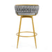 Swivel Counter Height Bar Stools Set of 2,31.5'Bar Height Stools with Hand-Woven Backrest & Gold Metal Legs,Modern Low Back Upholstered Kitchen Chairs with Footrest for Island,Dining Room,Grey - DTYStore