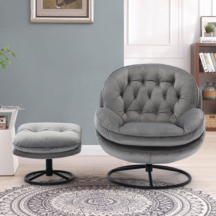 Accent chair TV Chair Living room Chair Grey with ottoman - DTYStore
