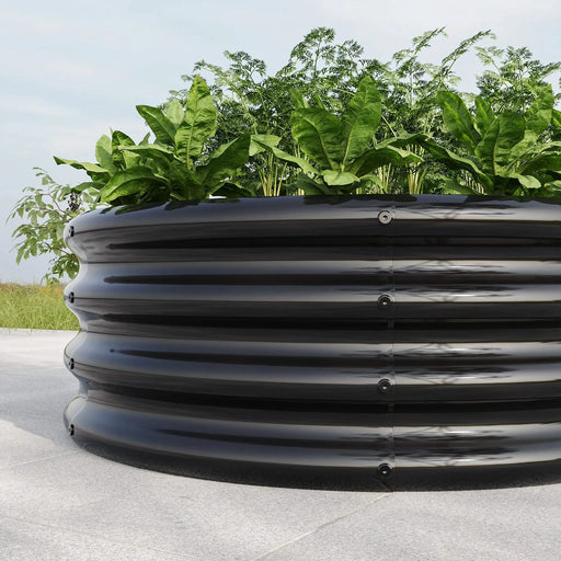 32.08'*11.4' Tall Round Raised Garedn Bed,Metal Raised Beds for Vegetables, Outdoor Garden Raised Planter Box, Backyard Patio Planter Raised Beds for Flowers, Herbs, Fruits Black Default -DTYStore