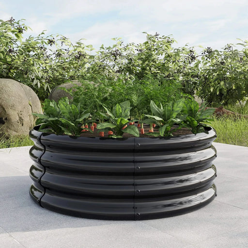 32.08'*11.4' Tall Round Raised Garedn Bed,Metal Raised Beds for Vegetables, Outdoor Garden Raised Planter Box, Backyard Patio Planter Raised Beds for Flowers, Herbs, Fruits Black Default -DTYStore