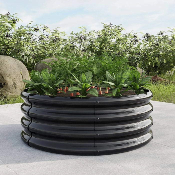 32.08'*11.4' Tall Round Raised Garedn Bed,Metal Raised Beds for Vegetables, Outdoor Garden Raised Planter Box, Backyard Patio Planter Raised Beds for Flowers, Herbs, Fruits Black Default -DTYStore