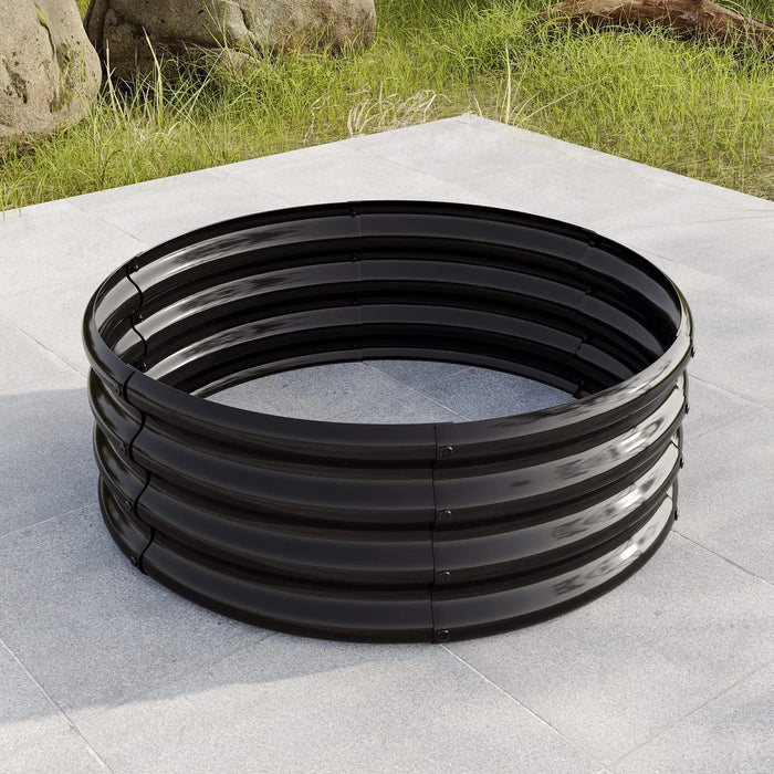 32.08'*11.4' Tall Round Raised Garedn Bed,Metal Raised Beds for Vegetables, Outdoor Garden Raised Planter Box, Backyard Patio Planter Raised Beds for Flowers, Herbs, Fruits Black Default -DTYStore
