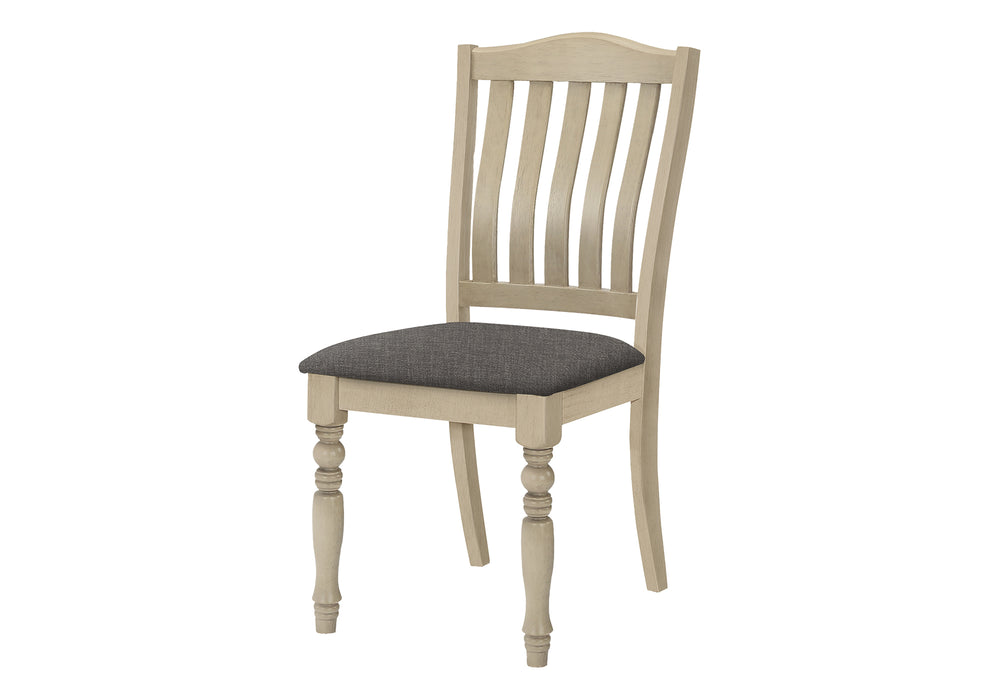 Dining Chair, 39' Height, Set Of 2, Upholstered, Dining Room, Kitchen, Side, Antique Grey, Grey Fabric, Wood Legs, Transitional - DTYStore