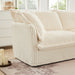 Slipcovered Sectional 2 Seater Sofa Couch with Convertible Ottoman, Wide and Deep Seat L Shaped Sofa with Detachable Cover and Soft Multiple Big Pillows,Cream Corduroy Fabric
