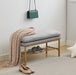 End of Bed Bench with Shelf, Linen Upholstered Storage Shoe Bench, Modern Bedroom Bench with Metal Legs for Living Room, Entryway, Dining Room, 300 LB, Linen Color(Gray) - DTYStore
