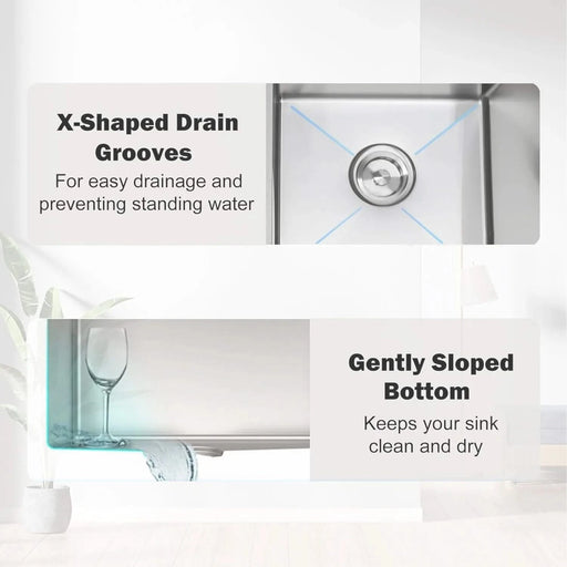 32' L X 19' W Undermount Double Bowl 16 Gauge 304 Stainless Steel Kitchen Sink (Sink Only) Default -DTYStore